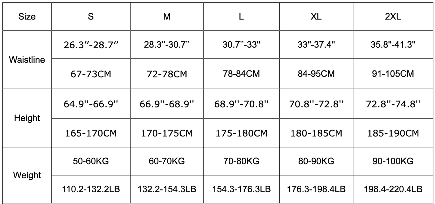 Size chart 