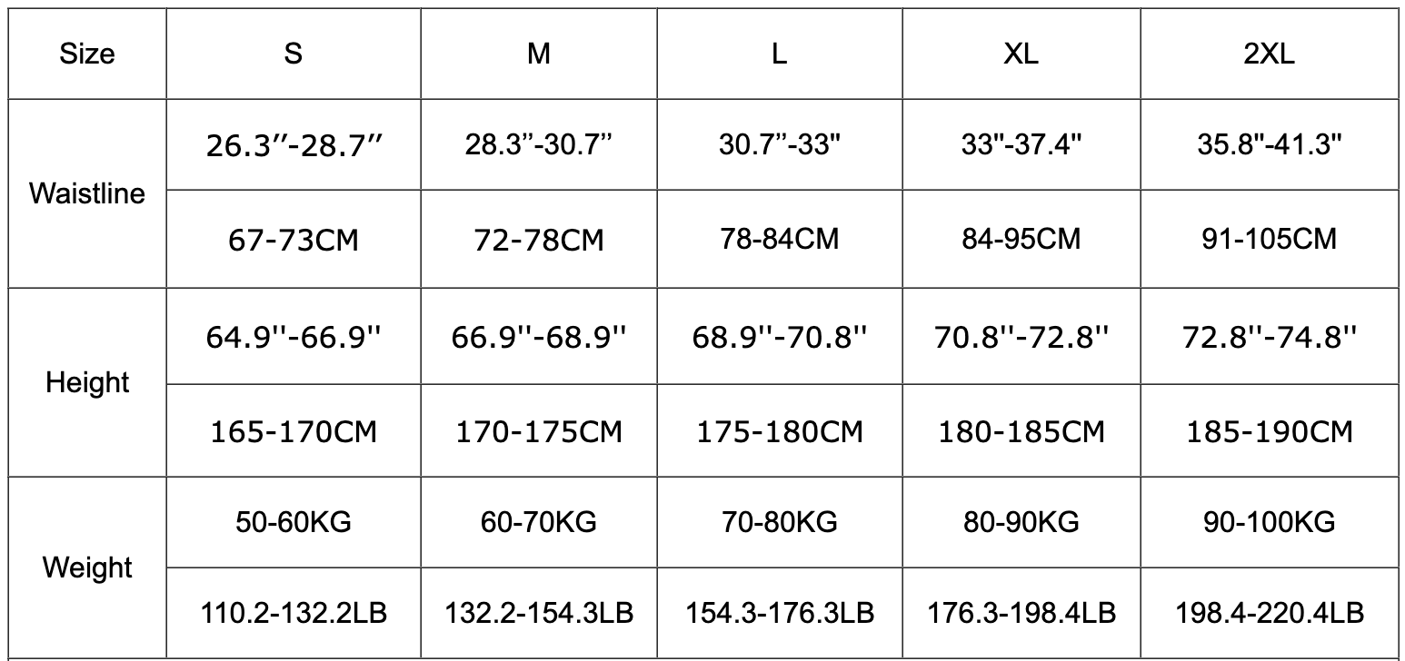 Size chart 