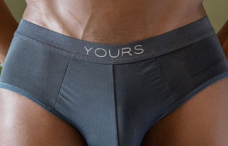 Close up of brand logo on underwear 