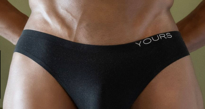 Man in black underwear, close up 