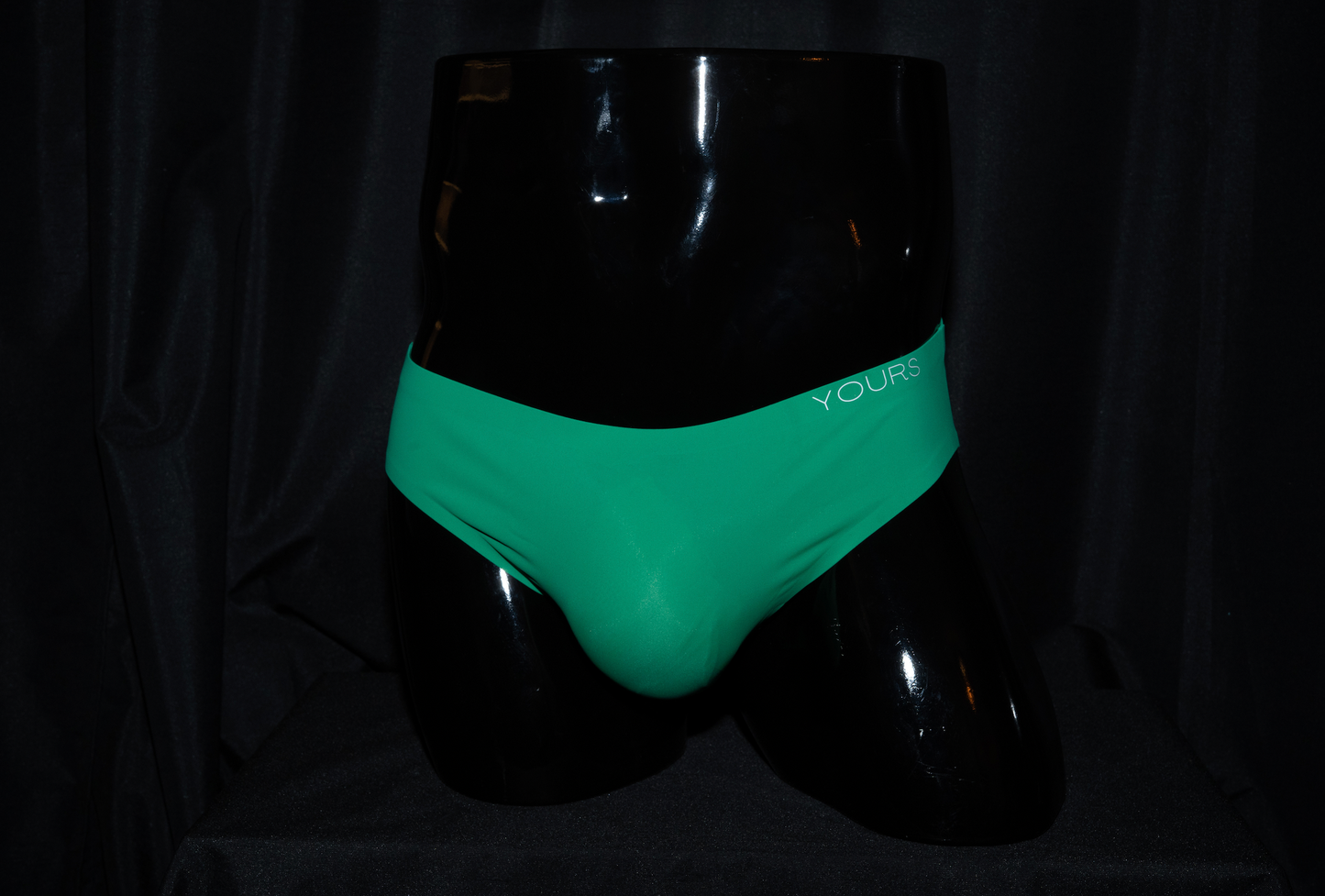 Emerald colored Clean Brief on mannequin 